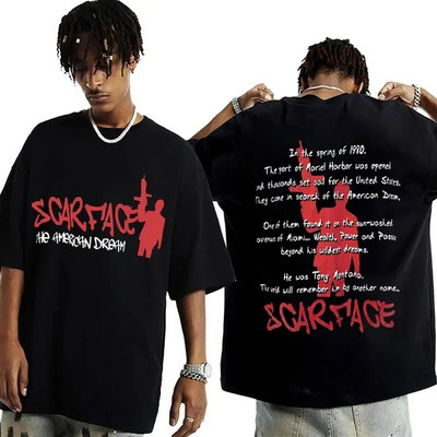 2024-es film Scarface Tony Montana Graphics Férfi póló Férfi Hip Hop Fashion Rock Ruházat Pólók Vintage Férfi Túlméretes póló