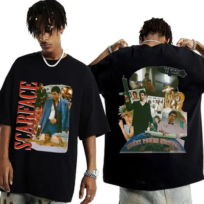2024-es film Scarface Tony Montana Graphics Férfi póló Férfi Hip Hop Fashion Rock Ruházat Pólók Vintage Férfi Túlméretes póló