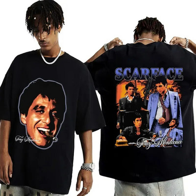 2024-es film Scarface Tony Montana Graphics Férfi póló Férfi Hip Hop Fashion Rock Ruházat Pólók Vintage Férfi Túlméretes póló