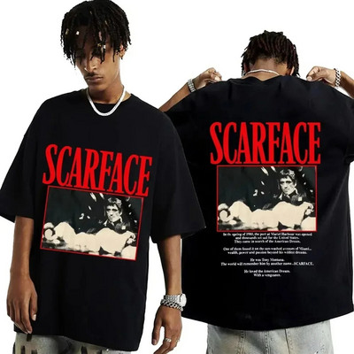 2024-es film Scarface Tony Montana Graphics Férfi póló Férfi Hip Hop Fashion Rock Ruházat Pólók Vintage Férfi Túlméretes póló