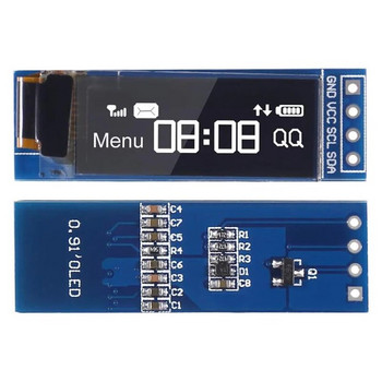 I2C OLED дисплей модул 0,91 инча I2C SSD1306 OLED дисплей модул Бял / СИН I2C OLED екран драйвер DC 3.3V~5V за Arduino