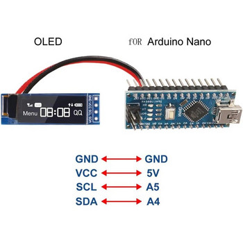I2C OLED дисплей модул 0,91 инча I2C SSD1306 OLED дисплей модул Бял / СИН I2C OLED екран драйвер DC 3.3V~5V за Arduino
