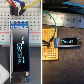 I2C OLED дисплей модул 0,91 инча I2C SSD1306 OLED дисплей модул Бял / СИН I2C OLED екран драйвер DC 3.3V~5V за Arduino