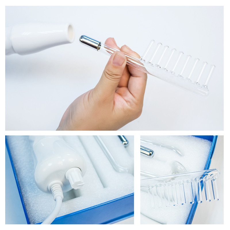 Odos priežiūros aukšto dažnio masažo aparatas su šukos grožio prietaisu, aukšto dažnio ozono terapijos lazdele