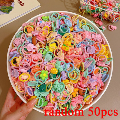 50 vnt. / partijos Vaikų plaukų aksesuarai mergaičių animacinių filmų elastinės plaukų juostelės kūdikių galvos virvė vaikams mažų gyvūnų galvos juosta Mielas galvos apdangalas