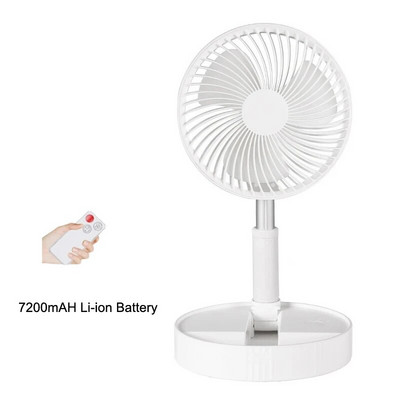 Hordozható elektromos ventilátor, összecsukható teleszkópos, padlón álló USB újratölthető mini kefe nélküli ventilátor otthoni irodai légkondicionálóhoz