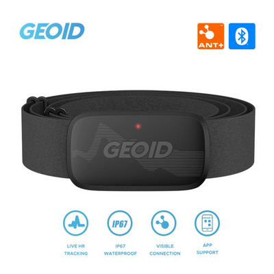 GEOID HS500 pulsimõõtja fitnessvarustus, sipelga Bluetoothi südame löögisageduse andur koos rinnarihma jälgimise LED-valgustusega