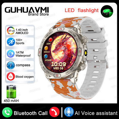 2024-es új Xiaomi Outdoor Smart Watch 1,43 hüvelykes képernyő 5ATM vízálló órák HD Bluetooth Call GPS Motion Trajectory Smartwatch