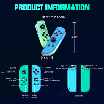 Switch Joypad για Nintendo Switch Oled Lite L/R Joy Controller με Dual Vibration Cons Gamepad για PC YUZU