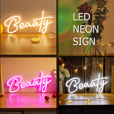 Chi-buy LED Neon Beauty Semne cu neon alimentate prin USB Lumină de noapte Artă de perete 3D și cameră de jocuri Dormitor Living Room Decor Semne cu lampă