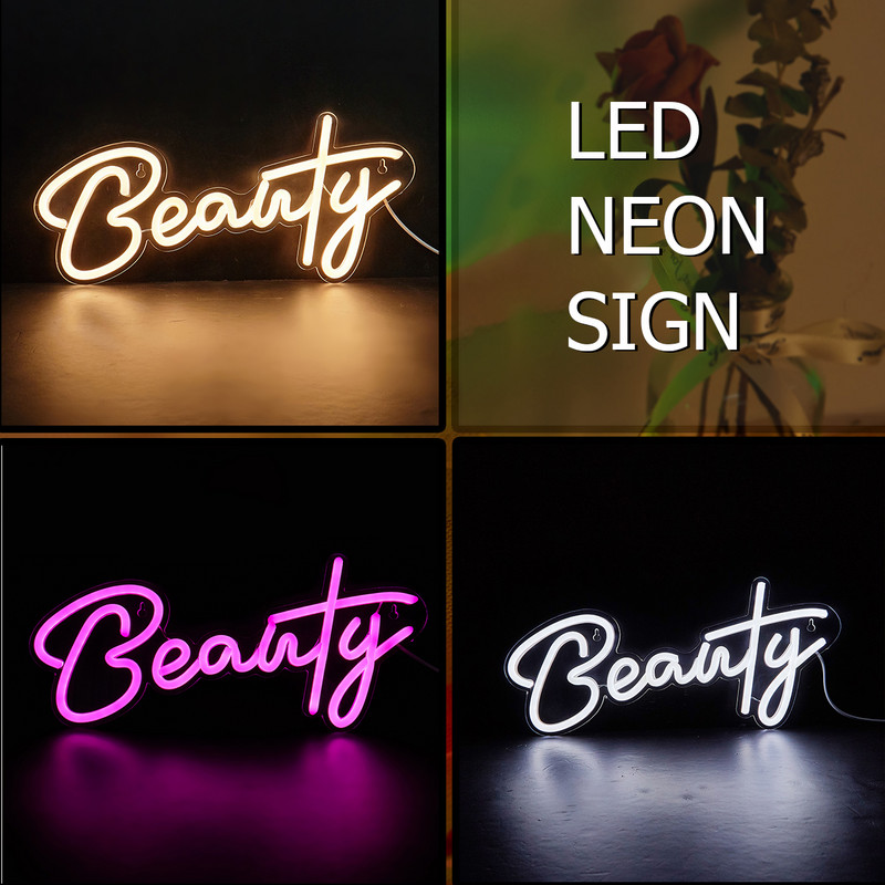 Chi-buy LED Neon Beauty Захранвани от USB Неонови надписи Нощна лампа 3D стенно изкуство и Стая за игри Спалня Всекидневна Декорация Лампа Табели