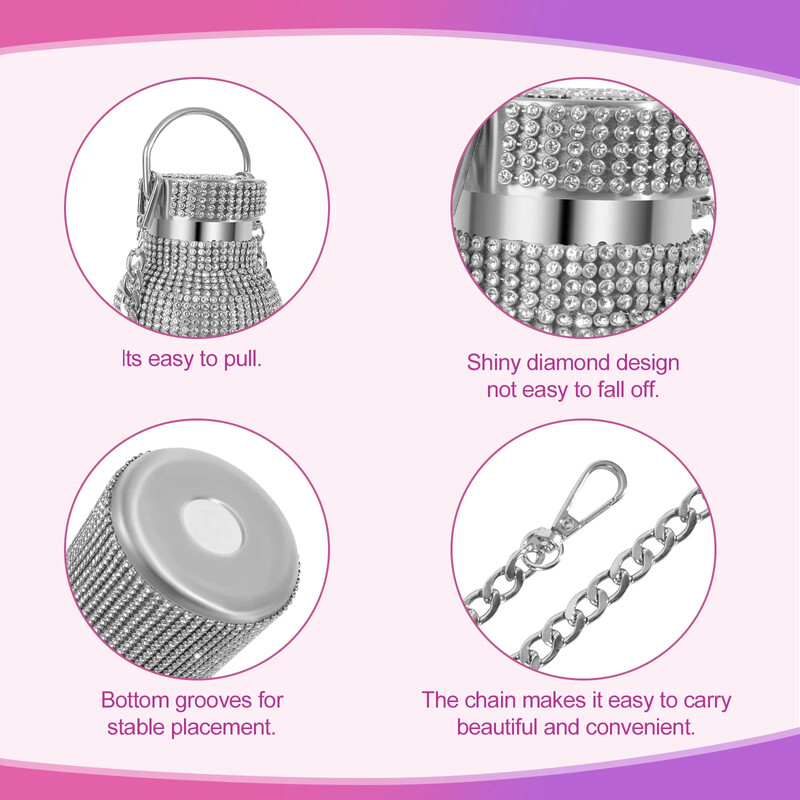 500 ml/750 ml луксозна диамантена термос бутилка с верижна колба вакуумна чаша чайник за вода от неръждаема стомана бутилка за подарък за момичета жени