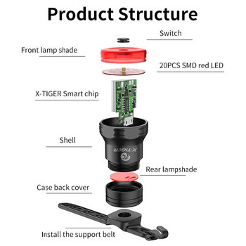 X-TIGER Bike Πίσω φως Smart Brake Sensing Light Πίσω φως ποδηλάτου IPX6 Αδιάβροχο LED φόρτισης Πίσω φως φόρτισης Αξεσουάρ ποδηλασίας