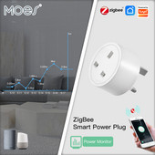 MOES ZigBee Tuya aljzatos tápcsatlakozó 16A Smart APP vezeték nélküli aljzat kimenet Funkcionális energiafigyelő időzítő Alexa Google UK