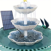 Solar Bird Bath Water Fountain Αποσπώμενο DIY Water Landscaping Fountain For Bird Bathing Garden Decoration, Outdoor Bird Feeder