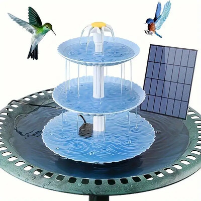 Solar Bird Bath Water Fountain Αποσπώμενο DIY Water Landscaping Fountain For Bird Bathing Garden Decoration, Outdoor Bird Feeder