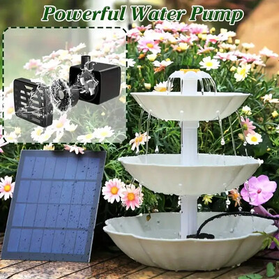 Solar Bird Bath Water Fountain Αποσπώμενο DIY Water Landscaping Fountain For Bird Bathing Garden Decoration, Outdoor Bird Feeder