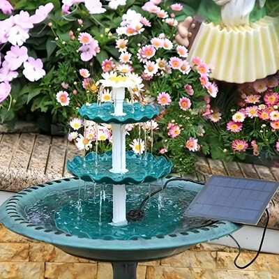 Solar Bird Bath Water Fountain Αποσπώμενο DIY Water Landscaping Fountain For Bird Bathing Garden Decoration, Outdoor Bird Feeder