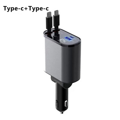 100 W méretezhető autós töltő 4 az 1-ben USB C-kábel iPhone, Huawei, Samsung gyorstöltő kábel, szivargyújtó adapterhez