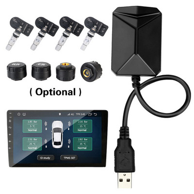 Android navigációs TPMS 4 érzékelővel riasztórendszer USB Android autós TPMS vezeték nélküli sebességváltó gumiabroncsnyomás-figyelő rendszer
