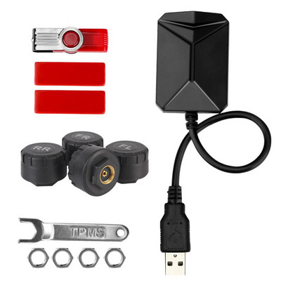Android Navigation TPMS με 4 αισθητήρες Σύστημα συναγερμού USB Android αυτοκινήτου TPMS Ασύρματο κιβώτιο ταχυτήτων Σύστημα παρακολούθησης πίεσης ελαστικών