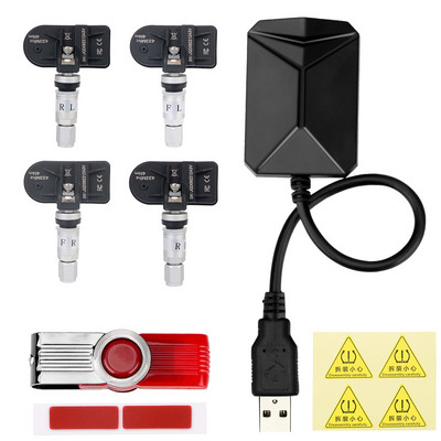 Android Navigation TPMS με 4 αισθητήρες Σύστημα συναγερμού USB Android αυτοκινήτου TPMS Ασύρματο κιβώτιο ταχυτήτων Σύστημα παρακολούθησης πίεσης ελαστικών