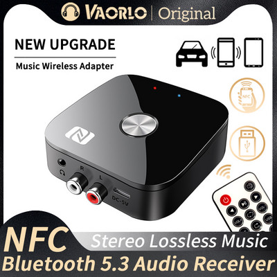 NFC Bluetooth 5.3 audio vevő 3,5 mm-es AUX R/L RCA sztereó veszteségmentes HIFI zenei vezeték nélküli adapter USB U-Disk Play távirányító
