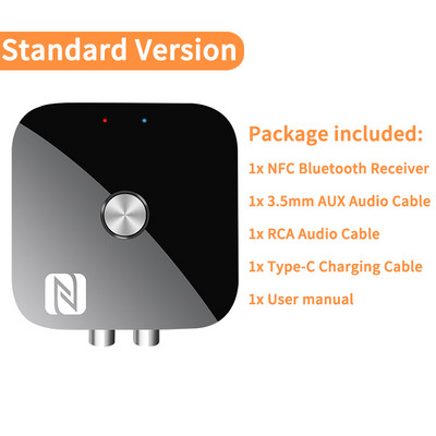 NFC Bluetooth 5.3 audio uztvērējs 3,5 mm AUX R/L RCA bezzudumu stereo HIFI mūzikas bezvadu adapteris USB U-diska atskaņošanas tālvadības pults