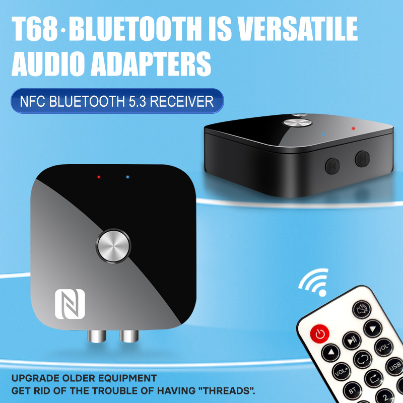 NFC Bluetooth 5.3 audio uztvērējs 3,5 mm AUX R/L RCA bezzudumu stereo HIFI mūzikas bezvadu adapteris USB U-diska atskaņošanas tālvadības pults
