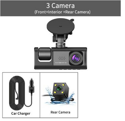 DVR αυτοκινήτου 3 καναλιών HD 1080P 3 φακών Inside Vehicle Dash CamThree Way Camera DVRs Recorder Video Registrator Dashcamcorder