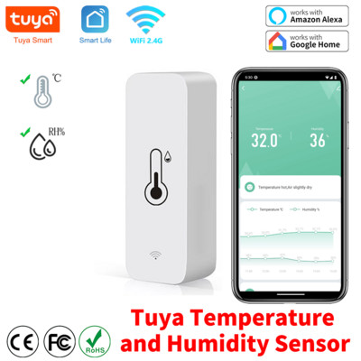 Tuya Zigbee WiFi temperatuuri- ja niiskusanduri rakenduse kaugmonitor nutika kodu jaoks või SmartLife WorkWith Alexa Google Assistantiga