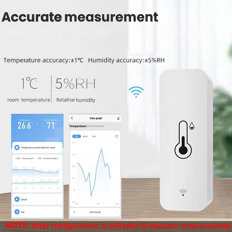 Tuya Zigbee WiFi Senzor de temperatură și umiditate APP Monitor de la distanță pentru Smart Home var SmartLife WorkWith Alexa Google Assistant