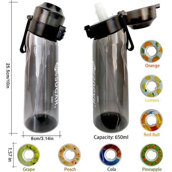 Αρωματισμένο μπουκάλι νερού 650ml Sports Alr Up Drinking Bottle 7 Fruit Fragrance Pods Water Cup for Outdoor Camping Fitness Fashion