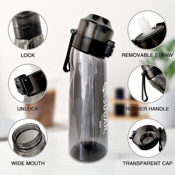 Αρωματισμένο μπουκάλι νερού 650ml Sports Alr Up Drinking Bottle 7 Fruit Fragrance Pods Water Cup for Outdoor Camping Fitness Fashion