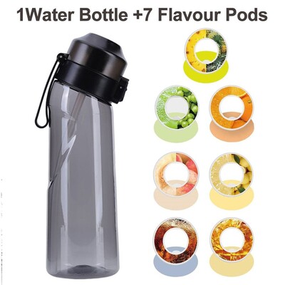Ízesített vizes palack 650 ml Sport Alr Up ivópalack 7 gyümölcs illathüvely vízpohár szabadtéri kempingezéshez Fitness Fashion