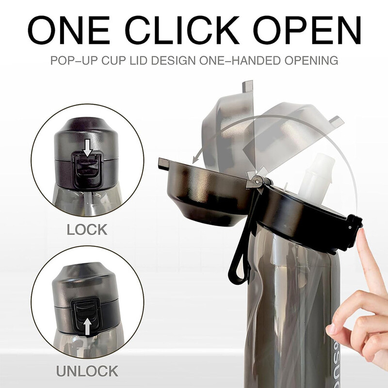 Aromatizuotas vandens butelis 650 ml Sporto Alr Up geriamasis butelis 7 vaisių kvapų ankštys vandens puodelis, skirtas lauko stovyklavimui, fitneso madai