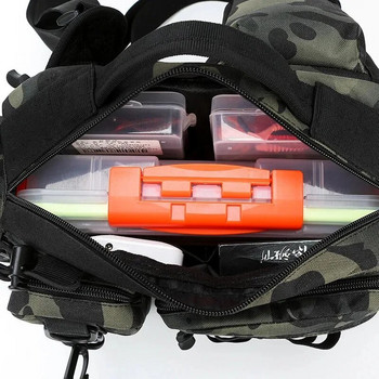 Σακίδιο πλάτης με είδη ψαρέματος Lure Box Gear Storage Bag Fanny Pack για άνδρες Fly Fishing Backpack with Rod Holder Sling Shoulder Bag