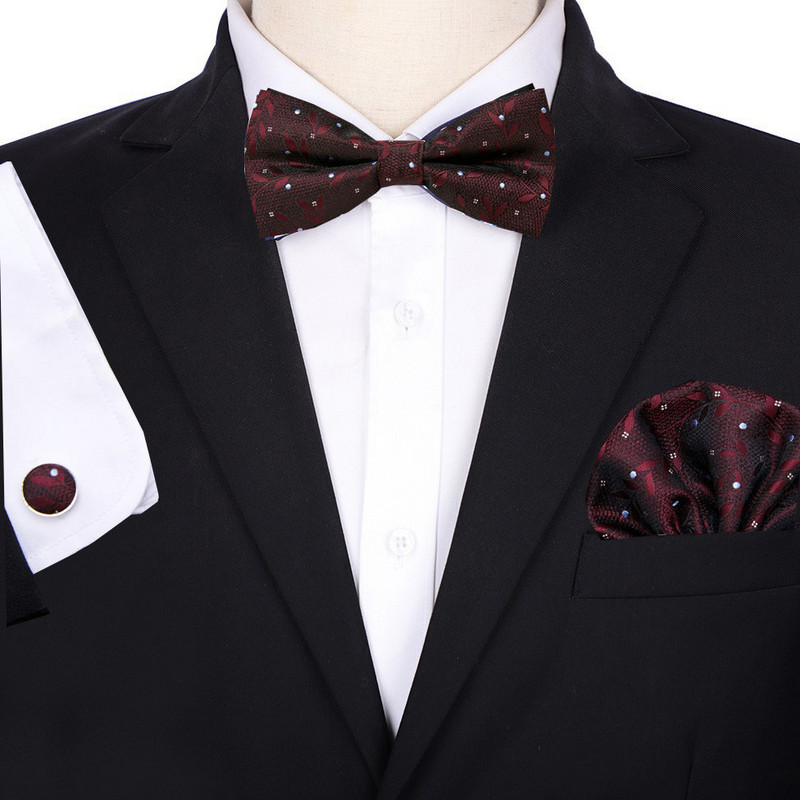 Papion Barbat Nunta Mire Mire Costum coreean Roșu Burgundia Papion bărbați La modă