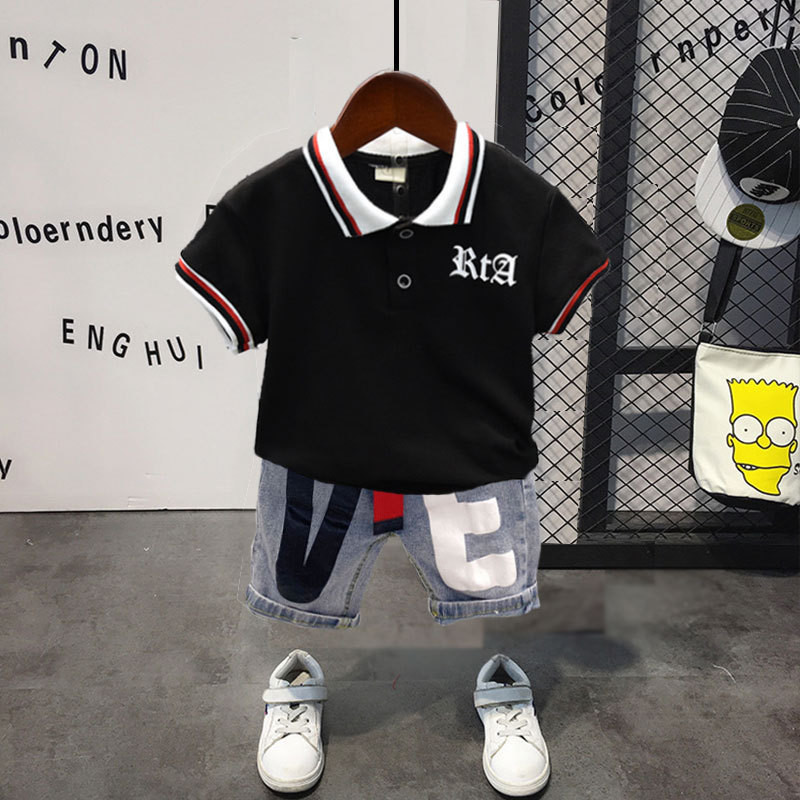 Costum de vară pentru băieți 2024, noua modă de vară pentru băiat, celebritate de pe Internet, cu mâneci scurte, frumos costum din două piese subțire în stil coreean pentru copii