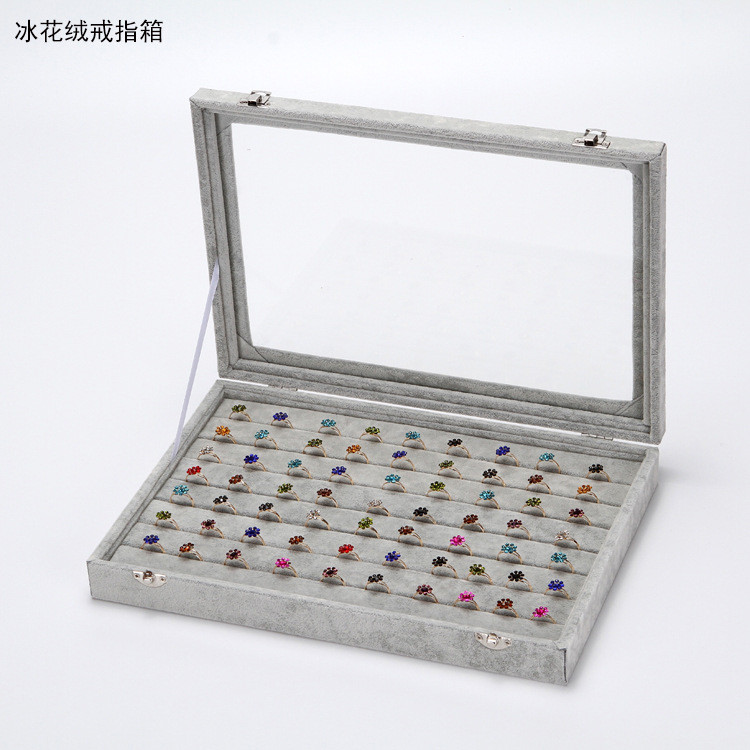 Cutie de bijuterii de ultimă generație, cutie de inele, colier de catifea, tavă de afișare pentru inele, vitrina de bijuterii, cutie de bijuterii en-gros