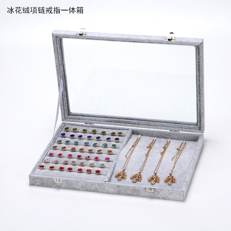Cutie de bijuterii de ultimă generație, cutie de inele, colier de catifea, tavă de afișare pentru inele, vitrina de bijuterii, cutie de bijuterii en-gros