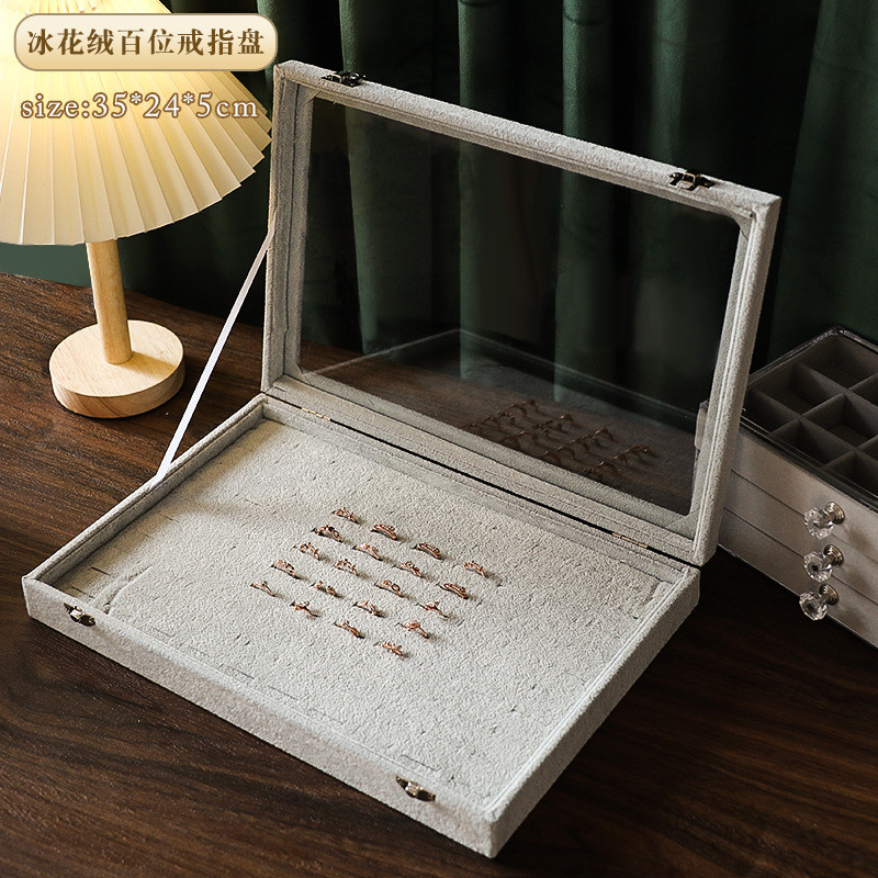 Cutie de bijuterii de ultimă generație, cutie de inele, colier de catifea, tavă de afișare pentru inele, vitrina de bijuterii, cutie de bijuterii en-gros