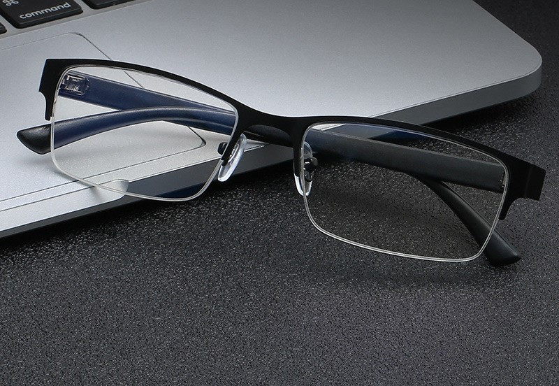 Ochelari de vedere cu jumătate de ramă pentru afaceri pentru bărbați Ochelari de vedere fără prescripție medicală anti-lumină albastră Ochelari de ochelari cu miopie pentru celebrități de internet
