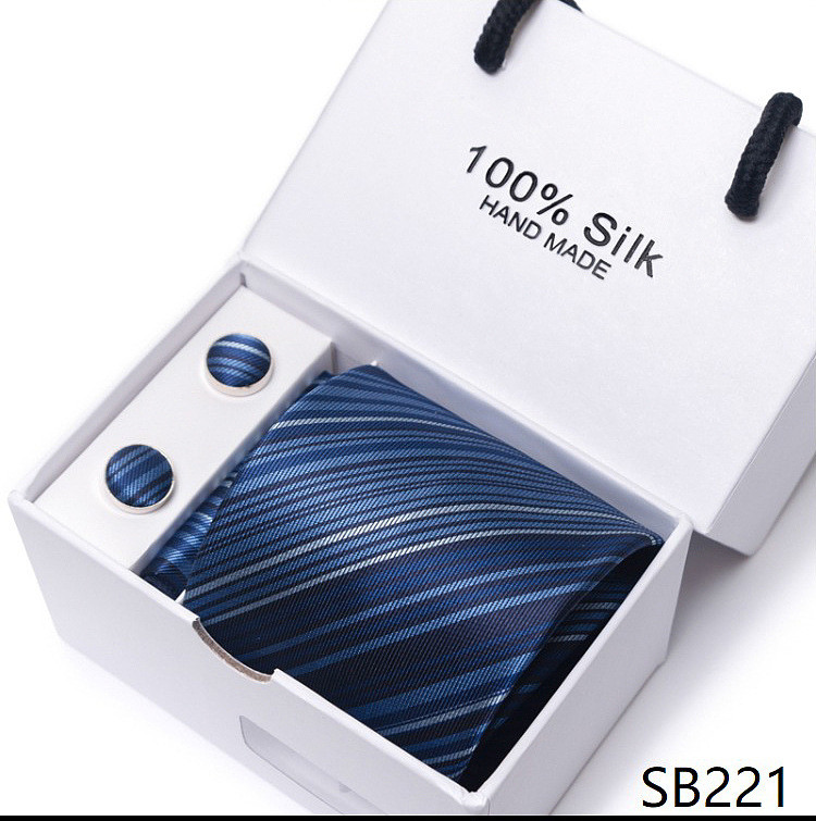 2023 Set de cravate nou Cutie cadou Cravată de afaceri pentru bărbați în dungi Sursă Fabrică Vânzări directe Cravată de mână jacquard