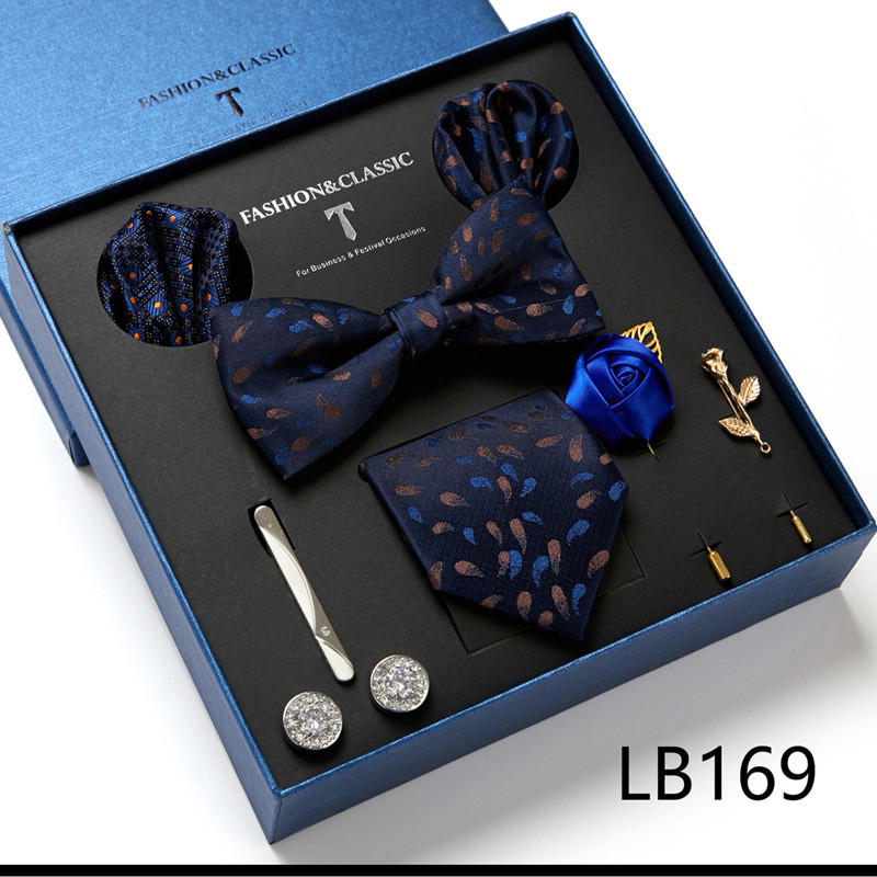 Spot Νέα Ανδρική Γραβάτα Κουτί δώρου Fashion Business Μονόχρωμο Floral τετράγωνο φουλάρι 8 τεμαχίων σύνθετο σετ