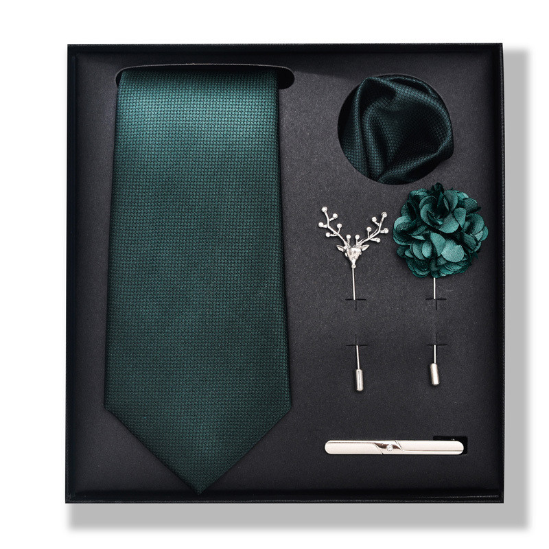 Cravată pentru bărbați, la modă, în dungi, set cutie cadou, 6 bucăți, eșarfă pătrată, set de corsaj cu clemă de cravată