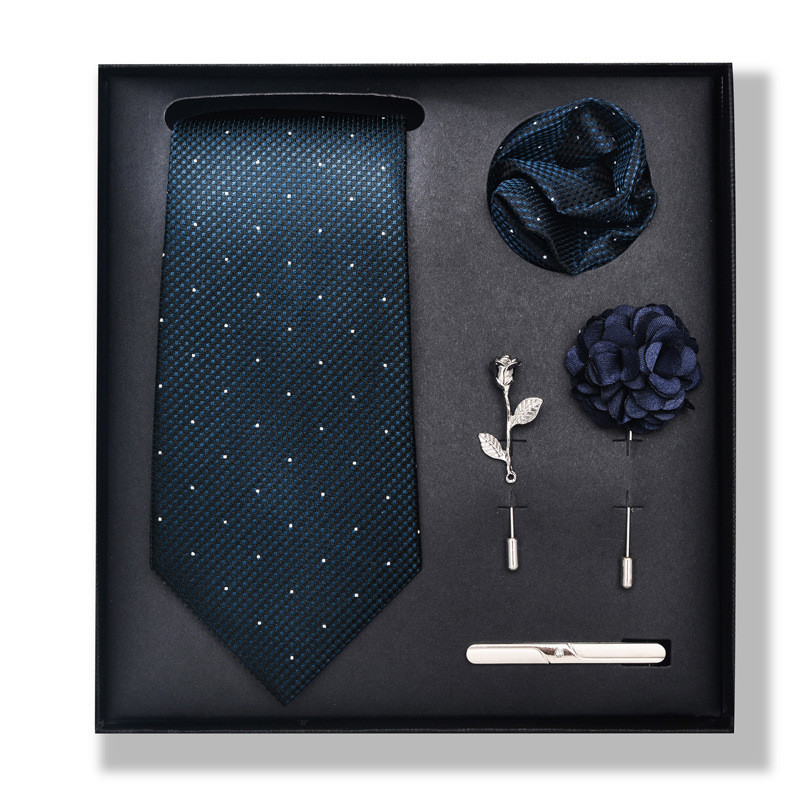 Cravată de modă pentru bărbați, de culoare uni, cu dungi de caju, set cutie cadou de 6 bucăți, set de corsaj de eșarfă pătrată cu clemă de cravată