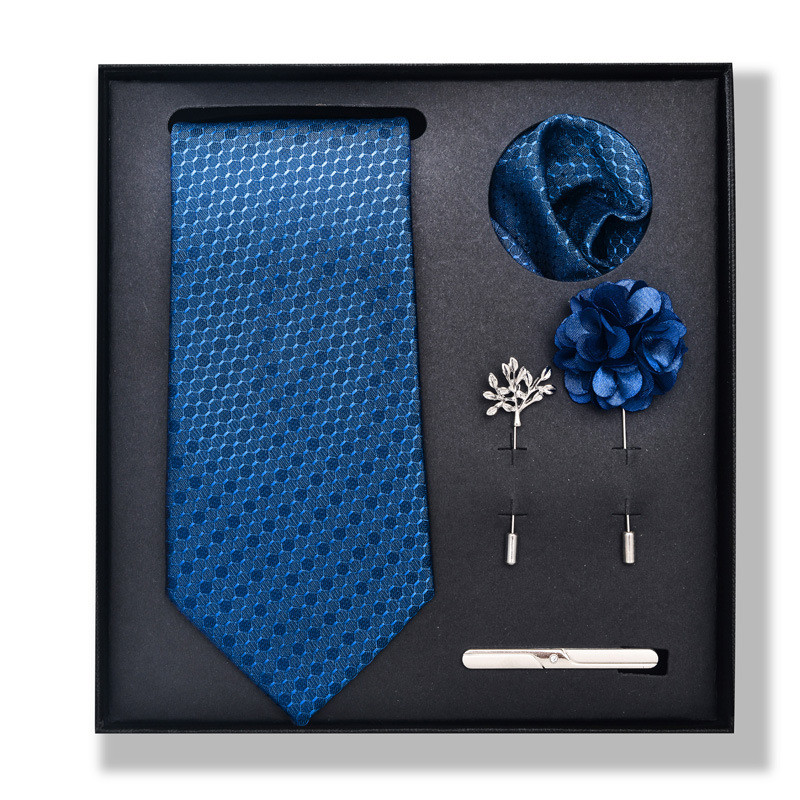 Nyakkendő férfi divat egyszínű csíkos kesudió nyakkendő 6 részes ajándékdoboz szett négyzet alakú sál fűző szett nyakkendős kapcsos