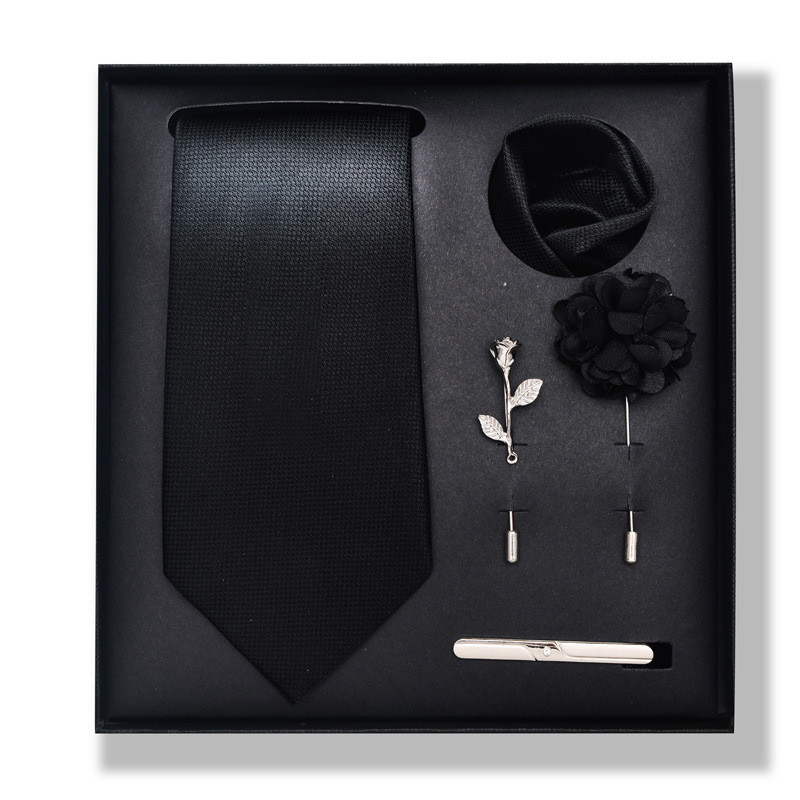 Cravată de modă pentru bărbați, de culoare uni, cu dungi de caju, set cutie cadou de 6 bucăți, set de corsaj de eșarfă pătrată cu clemă de cravată