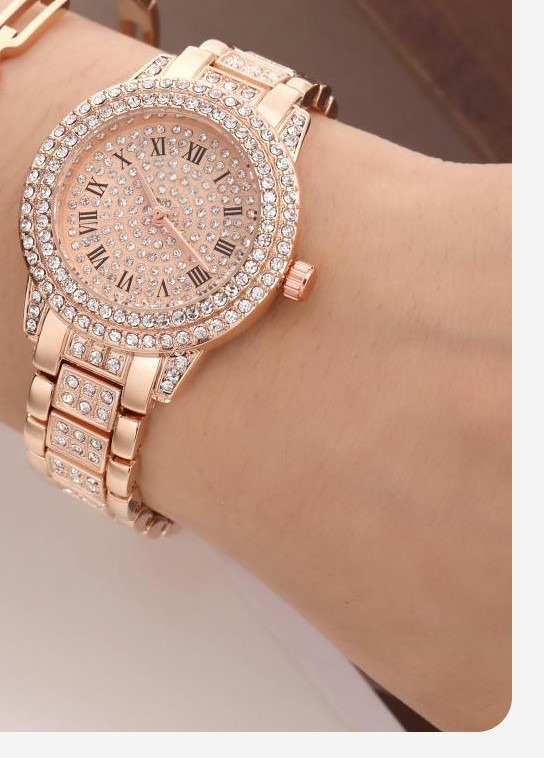 Ceas de lux transfrontalier nou pentru femei, ceas stea cu lanț de oțel, temperament modern, cadran mic, ceas cornucopia pentru femei